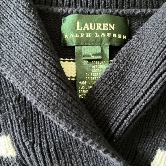 Lauren Ralph Lauren Mens Crest Striped Nautical Sweater Size L Blue Boat Sailor - Picture 3 of 8